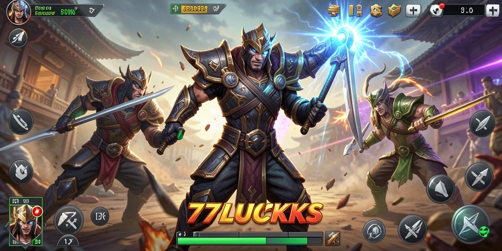 Gameplay seru dalam pertempuran Battle Royale di 77LUCKS.