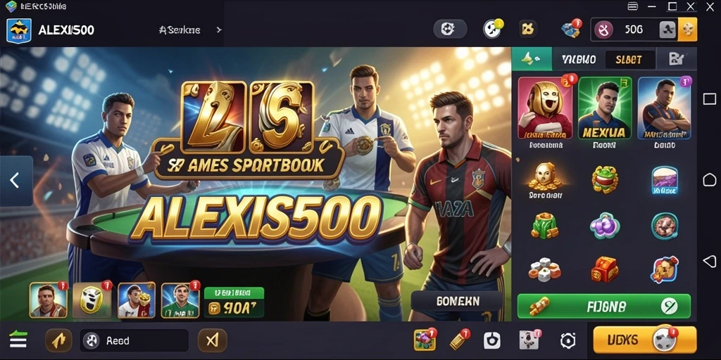 Tampilan gameplay interaktif dari ALEXIS500 yang menampilkan taruhan olahraga.