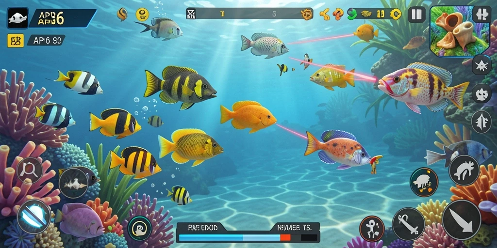 Screenshot menampilkan gameplay seru dari Tembak Ikan