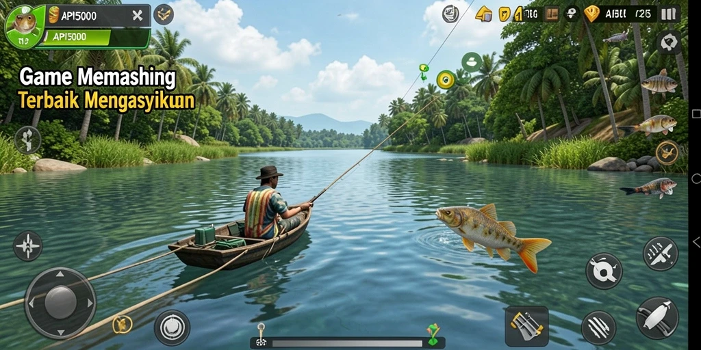 Tampilan gameplay API5000 yang menampilkan suasana memancing yang seru.