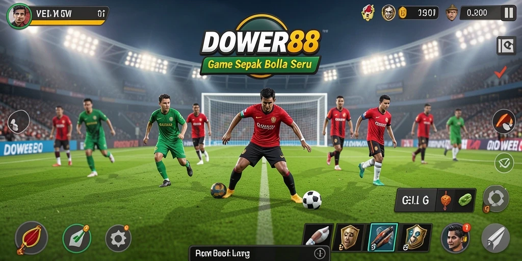 Tampilan gameplay DOWER88 yang penuh aksi sepak bola.