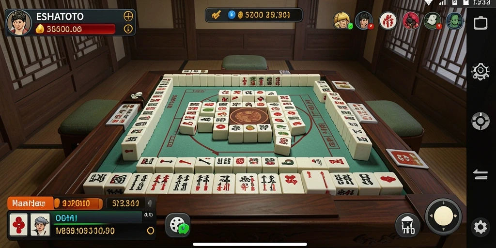 Tampilan gameplay Mahjong yang menantang di ESHATOTO.