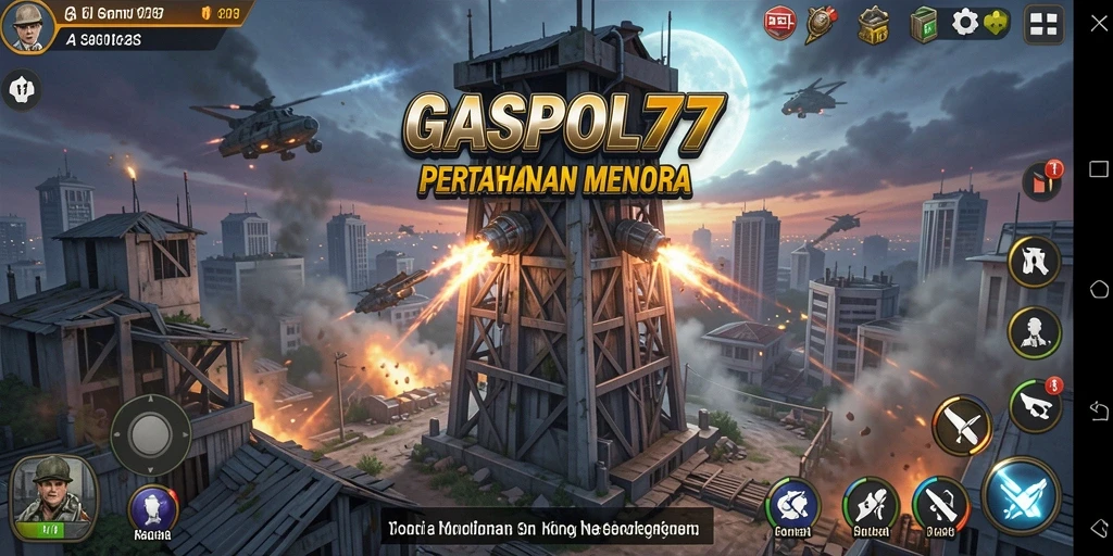 Tampilan gameplay GASPOL77 menampilkan strategi menara yang mendebarkan.