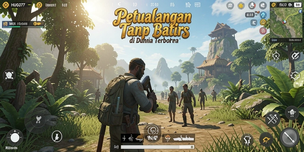 Tampilan gameplay HUGO77 yang menakjubkan dalam dunia terbuka.