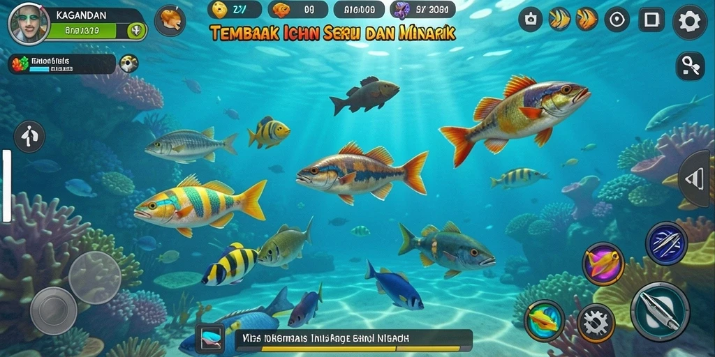 Tampilan seru gameplay KAGANDAN saat menembak ikan.