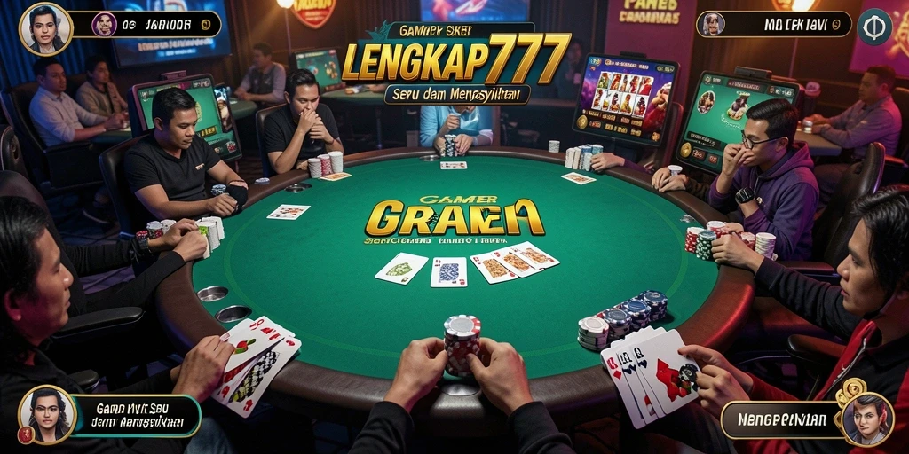 Tampilan gameplay poker menarik di LENGKAP777.