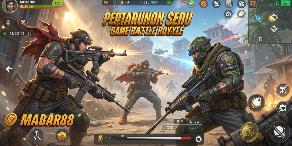 Screenshot gameplay MABAR88 yang menegangkan dalam pertarungan Battle Royale.