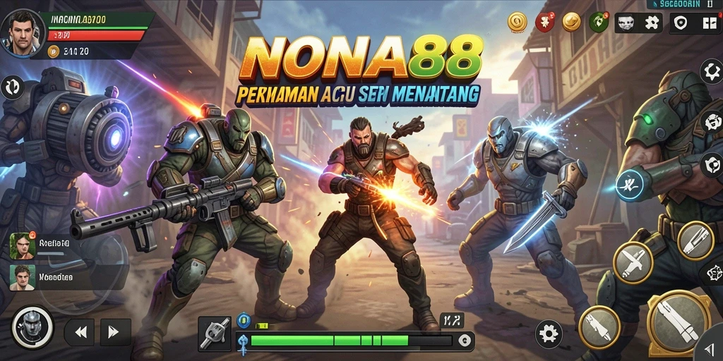 Tampilan gameplay NONA88 dengan aksi intens dan karakter dinamis.