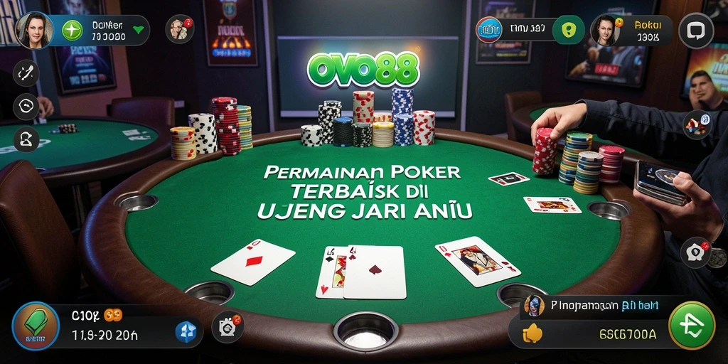 Tampilan layar permainan Poker OVO88 yang mendebarkan.