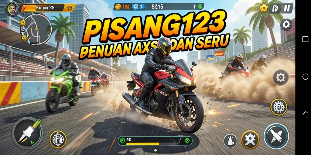 Gameplay seru dari PISANG123 dalam setiap balapan motor.