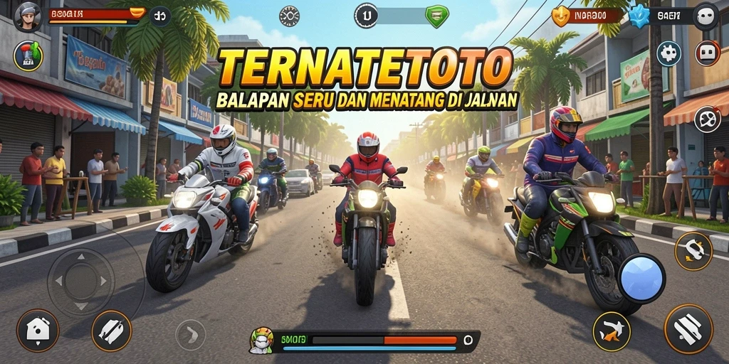 Screenshot gameplay TERNATETOTO dengan aksi balapan mendebarkan.