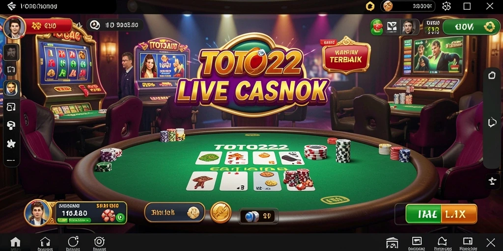 Screenshot gameplay TOTO22 menampilkan dealer langsung dan interaksi pemain.
