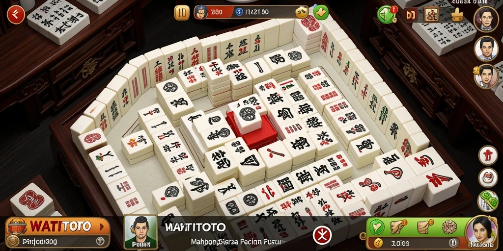 Screenshot WATITOTO menampilkan gameplay Mahjong yang penuh warna dan menantang.