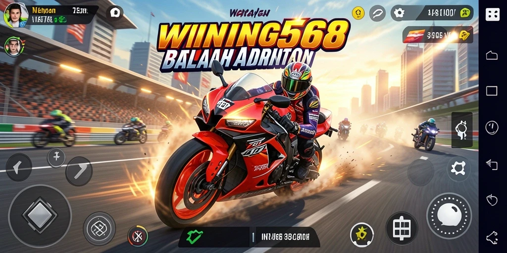 Tampilan gameplay mendebarkan dari balapan motor di WINNING568.